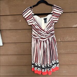 Anna Sui Striped Red and Black Mini Dress